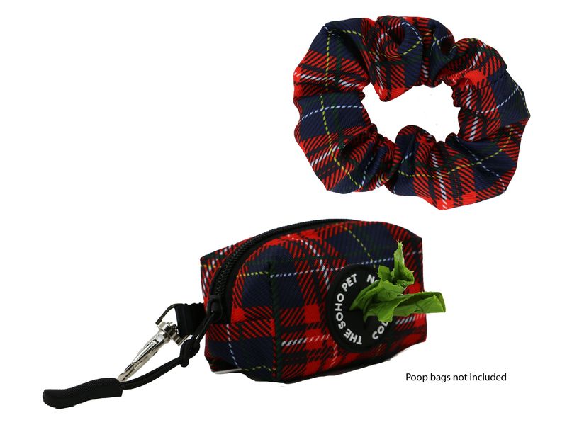 Tartan Patterned Poop Bag & Scrunchie Set