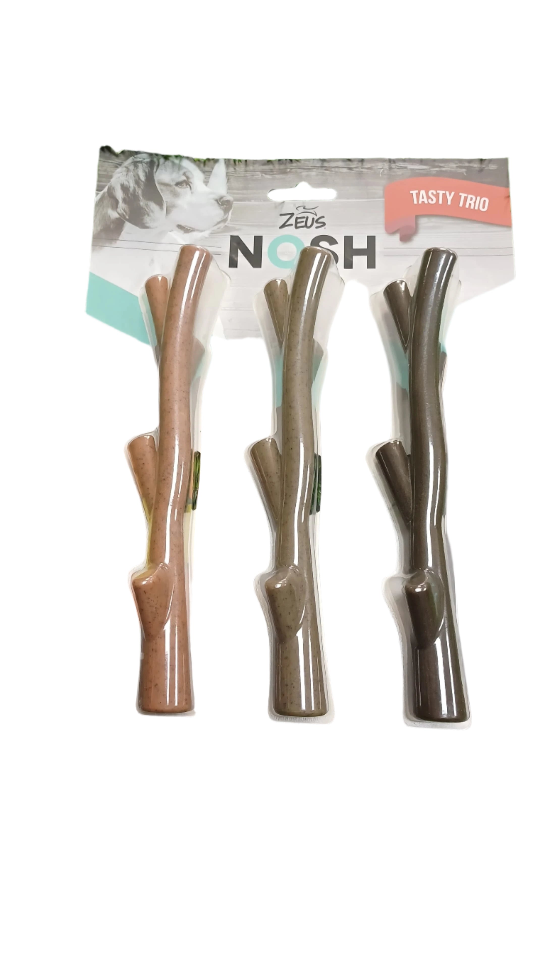 Zeus Nosh Tasty Trio Chew Sticks – Long-Lasting Dog Chews